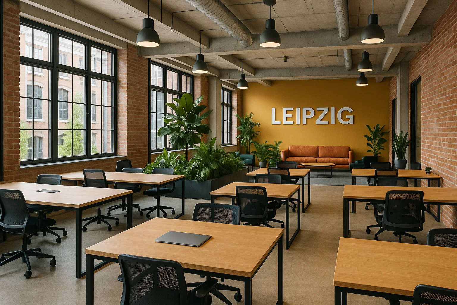 Heller Shared Office Space in Leipzig mit modernem Design und kreativer Startup-Atmosphäre